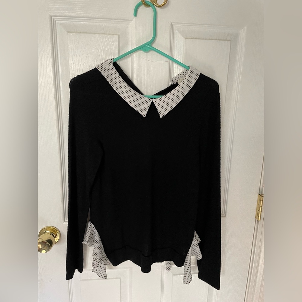 Black faux collared top